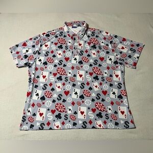 Hreski Polo Shirt Mens 3XL Poker Casino Short‎ Sleeve Collared Athleisure Golf